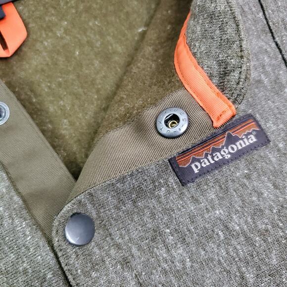 Patagonia Men's Hemp Crew Sweatshirt Size Medium Green Quarter Snap 1/4 Button - Picture 8 of 12